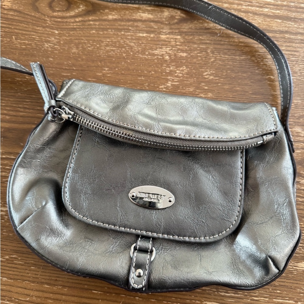 Nine West Metallic Gray Crossbody Bag